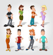 Group happy cartoon people