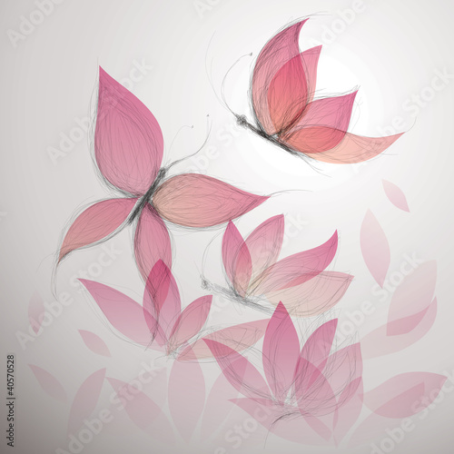 Vector: Butterfly like flower / Surreal floral background Butterfly like flower / Surreal floral background