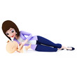 3d rendered toon illustration of a mom and her baby