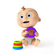 3d rendered toon illustration of a cute baby
