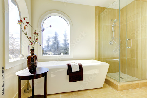 Photo: Luxury new natural classic bathroom. Luxury new natural classic bathroom.