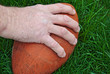 gripping a football