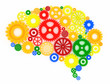 Colorful gears forming a human brain