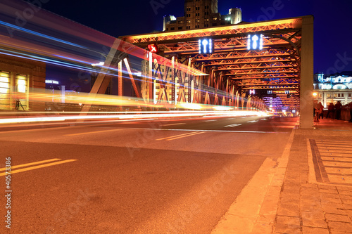 Photo: light trails on the garden bridge in shanghai light trails on the garden bridge in shanghai
