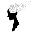 Woman portrait silhouette with notes. Vector illustration Woman portrait silhouette with notes. Vector illustration