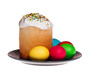 Easter cake and eggs isolated on a white background Easter cake and eggs isolated on a white background