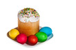 Easter cake and eggs isolated on a white background Easter cake and eggs isolated on a white background