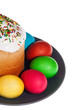 Easter cake and eggs isolated on a white background Easter cake and eggs isolated on a white background
