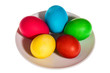 Easter eggs on a plate isolated on white background Easter eggs on a plate isolated on white background