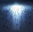 Tiny people walking into the light