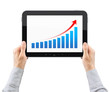 Photo: Hands Holding Tablet PC With Success Chart Isolated Hands Holding Tablet PC With Success Chart Isolated