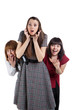 Three surprized girls