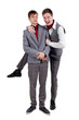 Funny students in checkered pants