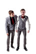 surprised students in checkered pants