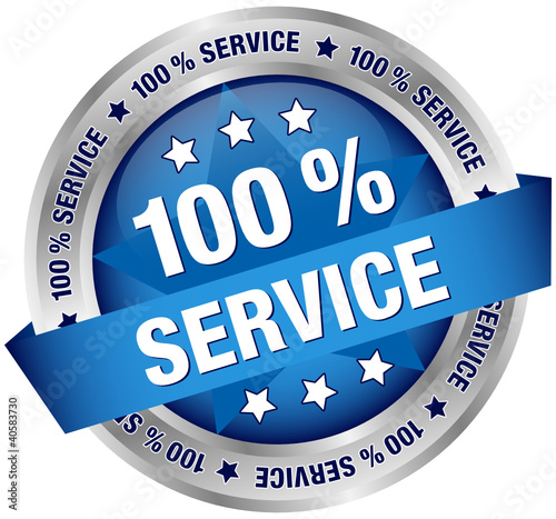 Vector: Button Banner "100 % Service" blau/silber Button Banner "100 % Service" blau/silber