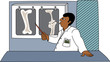 Vector: Black male doctor looking at x-rays Black male doctor looking at x-rays