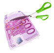 Euro Geldscheine und Schere