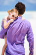 Father and daughter at beach