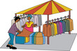 Black woman vendor selling clothing at market