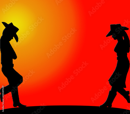 Illustration: Pareja de vaqueros Pareja de vaqueros