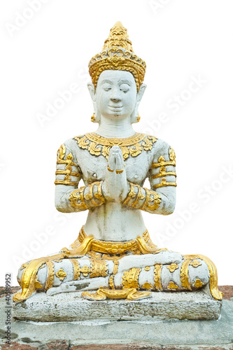 Photo: The deity in Buddhism isolated on white background The deity in Buddhism isolated on white background