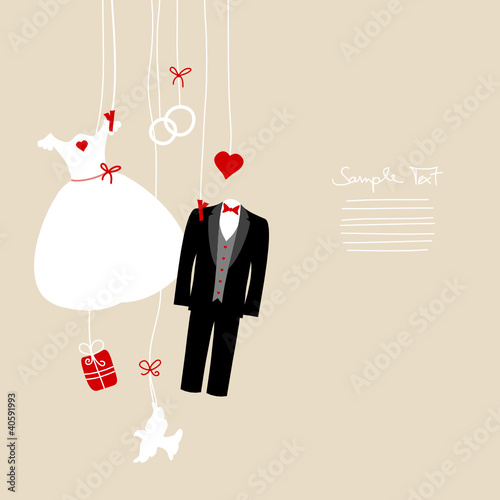 Hanging Wedding Symbols Beige Background