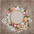 Vintage background with frame and flowers