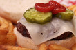 Juicy Cheeseburger with Pickles and Ketchup