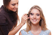 make up artist working with model