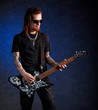 Brutal man playing electric guitar