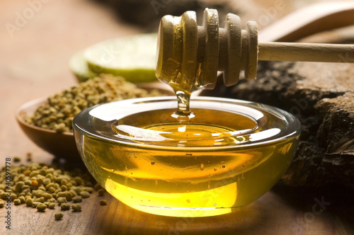 Photo: Fresh honey and bee pollen Fresh honey and bee pollen