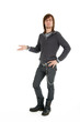 Man showing copyspace for text or holding something