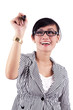 Businesswoman writing on copy space