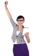 Success businesswoman with iPad tablet