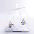 silver scales with weights with symbols of dollar and euro silver scales with weights with symbols of dollar and euro