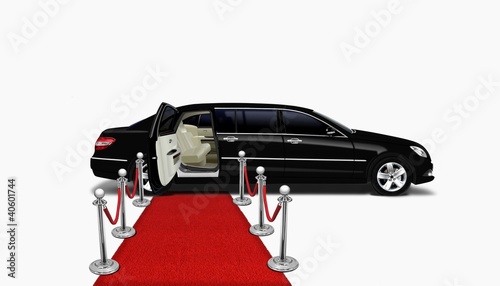 Illustration: black limo and red carpet black limo and red carpet