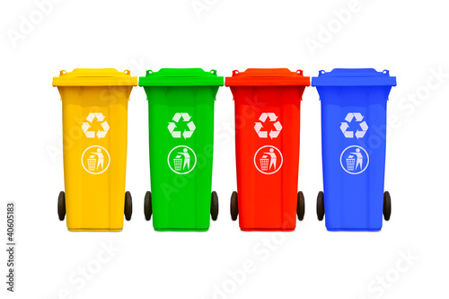 Photo: Large colorful trash cans collection Large colorful trash cans collection