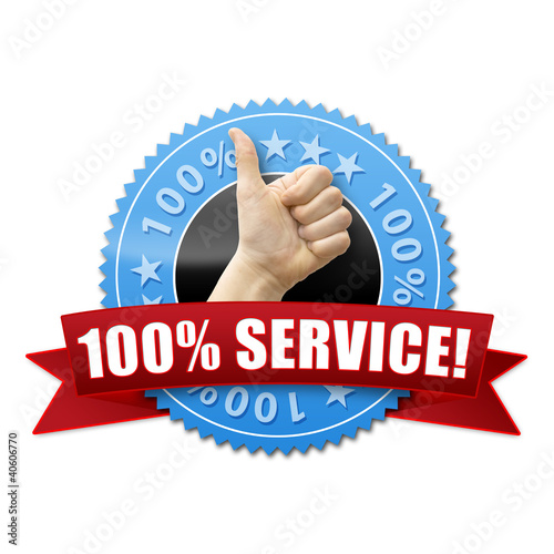 Illustration: 100% Service! Button, Icon 100% Service! Button, Icon