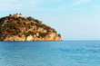 Aerial view of old castle in Parga, Greece