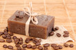 Hand-made soap on wooden mat
