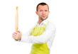 Handsome man with an apron and cooking tools