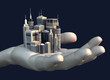 Skyscraper City In The Palm Of A Hand