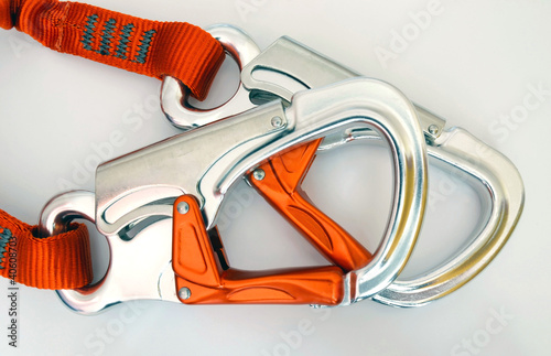 Photo: Climbing equipment - safety carabiners or quickdraws Climbing equipment - safety carabiners or quickdraws