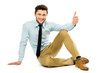 Man sitting with thumbs up