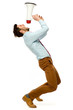 Photo: Man shouting through megaphone Man shouting through megaphone