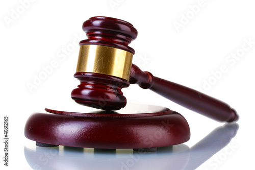 Photo: wooden gavel isolated on white wooden gavel isolated on white