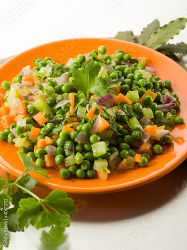 Photo: salad with peas carrots and onions sauteed, healthy food salad with peas carrots and onions sauteed, healthy food