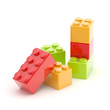Illustration: Toy construction brick blocks on white Toy construction brick blocks on white