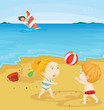 Kids playing at beach Kids playing at beach