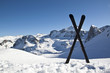 Pair of cross skis in snow